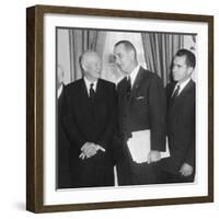 President Eisenhower and Future Presidents Lyndon Johnson and Richard Nixon-null-Framed Premium Photographic Print