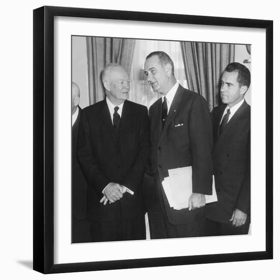 President Eisenhower and Future Presidents Lyndon Johnson and Richard Nixon-null-Framed Premium Photographic Print