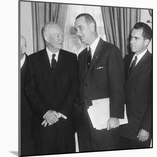 President Eisenhower and Future Presidents Lyndon Johnson and Richard Nixon-null-Mounted Premium Photographic Print