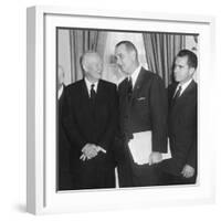 President Eisenhower and Future Presidents Lyndon Johnson and Richard Nixon-null-Framed Photo