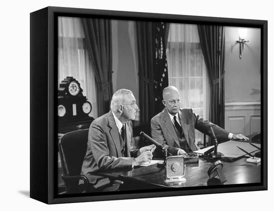 President Eisenhower Introduced Sec. of State John Foster Dulles, Who Discussed the Suez Crisis-null-Framed Stretched Canvas