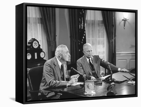 President Eisenhower Introduced Sec. of State John Foster Dulles, Who Discussed the Suez Crisis-null-Framed Stretched Canvas