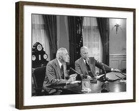 President Eisenhower Introduced Sec. of State John Foster Dulles, Who Discussed the Suez Crisis-null-Framed Photo