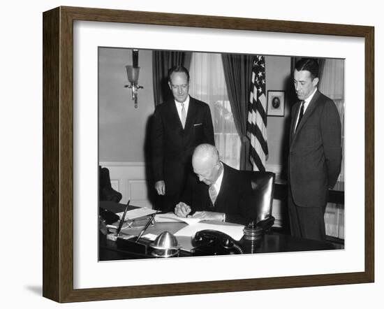 President Eisenhower Signing the Civil Rights Bill of 1960-null-Framed Photo