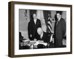 President Eisenhower Signing the Civil Rights Bill of 1960-null-Framed Photo