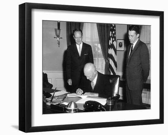 President Eisenhower Signing the Civil Rights Bill of 1960-null-Framed Photo