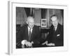 President Eisenhower with British Prime Minister Harold Macmillan in the Oval Office-null-Framed Photo