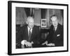 President Eisenhower with British Prime Minister Harold Macmillan in the Oval Office-null-Framed Photo