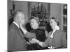 President Eisenhower with Helen Keller and Her Aide Polly Thompson-null-Mounted Photo
