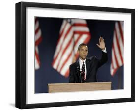 President-Elect Barack Obama Acceptance Speech, Grant Park, Chicago, Illinois, Nov 4, 2008-null-Framed Premium Photographic Print