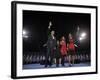 President-Elect Barack Obama and His Family Wave at the Election Night Rally in Chicago-null-Framed Photographic Print