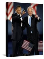 President-Elect Barack Obama and VP Joe Biden after Acceptance Speech, Nov 4, 2008-null-Stretched Canvas