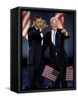 President-Elect Barack Obama and VP Joe Biden after Acceptance Speech, Nov 4, 2008-null-Framed Stretched Canvas