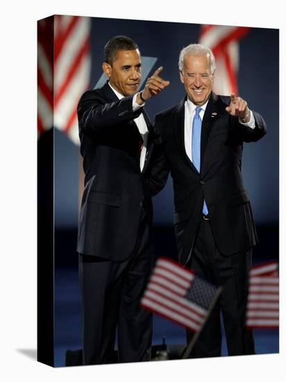 President-Elect Barack Obama and VP Joe Biden after Acceptance Speech, Nov 4, 2008-null-Stretched Canvas