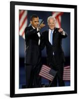 President-Elect Barack Obama and VP Joe Biden after Acceptance Speech, Nov 4, 2008-null-Framed Photographic Print