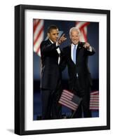 President-Elect Barack Obama and VP Joe Biden after Acceptance Speech, Nov 4, 2008-null-Framed Photographic Print