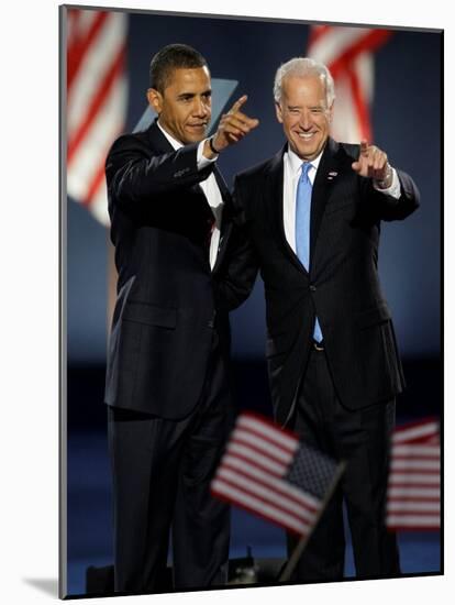 President-Elect Barack Obama and VP Joe Biden after Acceptance Speech, Nov 4, 2008-null-Mounted Photographic Print