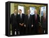 President-Elect Barack Obama is Welcomed by President George W. Bush for a Meeting at White House-null-Framed Stretched Canvas