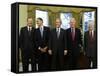 President-Elect Barack Obama is Welcomed by President George W. Bush for a Meeting at White House-null-Framed Stretched Canvas