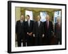 President-Elect Barack Obama is Welcomed by President George W. Bush for a Meeting at White House-null-Framed Photographic Print