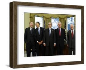 President-Elect Barack Obama is Welcomed by President George W. Bush for a Meeting at White House-null-Framed Photographic Print