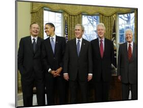 President-Elect Barack Obama is Welcomed by President George W. Bush for a Meeting at White House-null-Mounted Photographic Print