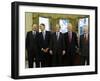 President-Elect Barack Obama is Welcomed by President George W. Bush for a Meeting at White House-null-Framed Photographic Print