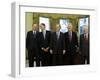 President-Elect Barack Obama is Welcomed by President George W. Bush for a Meeting at White House-null-Framed Photographic Print