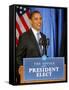 President-Elect Barack Obama Smiles Before Speaking, Press Conference, Nov 7, 2008-null-Framed Stretched Canvas