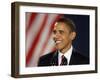 President-Elect Barack Obama Smiles During Acceptance Speech, Nov 4, 2008-null-Framed Premium Photographic Print