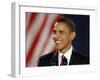 President-Elect Barack Obama Smiles During Acceptance Speech, Nov 4, 2008-null-Framed Photographic Print