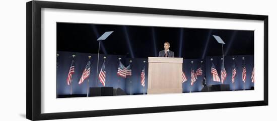 President-Elect Barack Obama Speaks on Election Night, Chicago, Illinois, Nov 4, 2008-null-Framed Premium Photographic Print