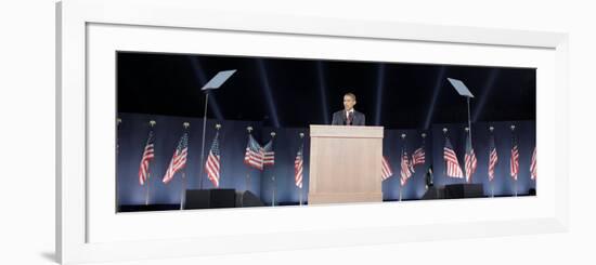 President-Elect Barack Obama Speaks on Election Night, Chicago, Illinois, Nov 4, 2008-null-Framed Photographic Print