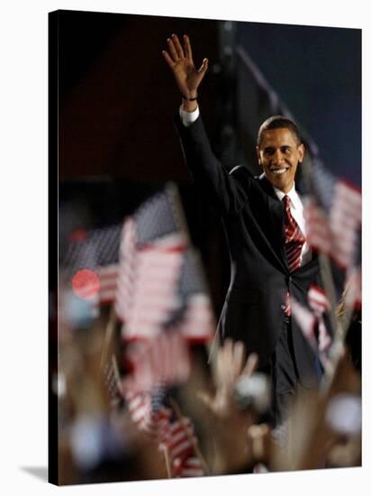 President-Elect Barack Obama Walking onto Stage to Deliver Acceptance Speech, Nov 4, 2008-null-Stretched Canvas