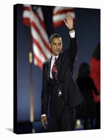 President-Elect Barack Obama Waves after Acceptance Speech, Nov 4, 2008-null-Stretched Canvas