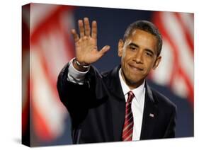 President-Elect Barack Obama Waves after Acceptance Speech, Nov 4, 2008-null-Stretched Canvas