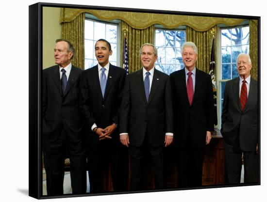 President-elect Barack Obama with All Living Presidents, January 7, 2009-null-Framed Stretched Canvas