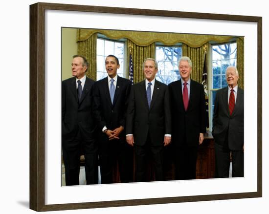 President-elect Barack Obama with All Living Presidents, January 7, 2009-null-Framed Photographic Print