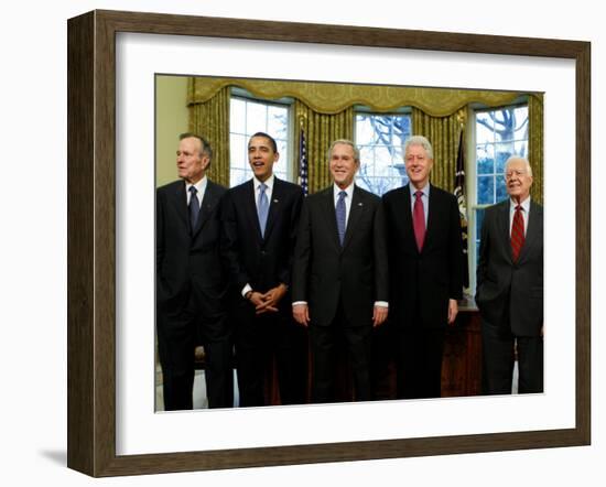 President-elect Barack Obama with All Living Presidents, January 7, 2009-null-Framed Photographic Print