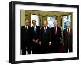 President-elect Barack Obama with All Living Presidents Smiling, January 7, 2009-null-Framed Photographic Print