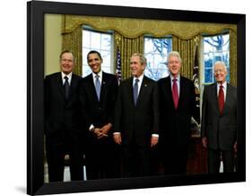 President-elect Barack Obama with All Living Presidents Smiling, January 7, 2009-null-Framed Photographic Print