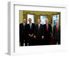 President-elect Barack Obama with All Living Presidents Smiling, January 7, 2009-null-Framed Photographic Print