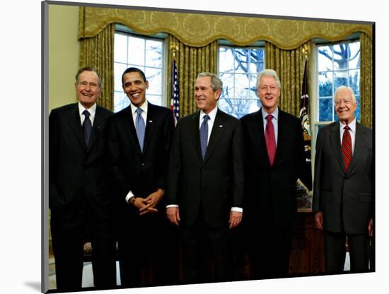 President-elect Barack Obama with All Living Presidents Smiling, January 7, 2009-null-Mounted Photographic Print