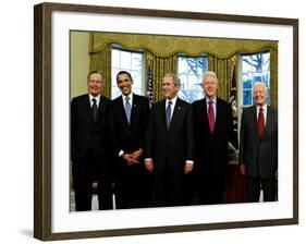 President-elect Barack Obama with All Living Presidents Smiling, January 7, 2009-null-Framed Photographic Print