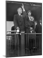 President-Elect Franklin Roosevelt and Wife Eleanor on the Rear Platform of His Special Train Car-null-Mounted Photo