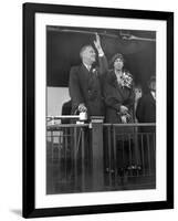 President-Elect Franklin Roosevelt and Wife Eleanor on the Rear Platform of His Special Train Car-null-Framed Photo