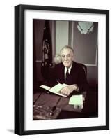 President Franklin D. Roosevelt Before Broadcasting Sixth War Loan Drive, in His Office-George Skadding-Framed Photographic Print