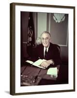 President Franklin D. Roosevelt Before Broadcasting Sixth War Loan Drive, in His Office-George Skadding-Framed Photographic Print