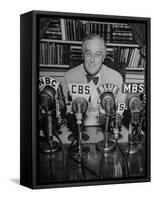President Franklin D. Roosevelt, Broadcasting a Speech over the Radio from the White House-George Skadding-Framed Stretched Canvas