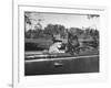 President Franklin D. Roosevelt Driving in His Convertible with His Dog Fala Through Hyde Park-George Skadding-Framed Photographic Print